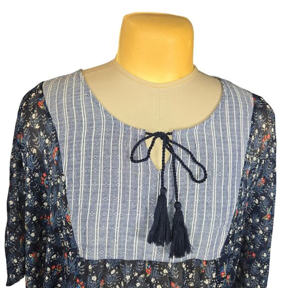 Style & Co Womens XL Top Sheer Cover Up Overlay Flowy Batwing Floral Striped - Picture 3 of 11